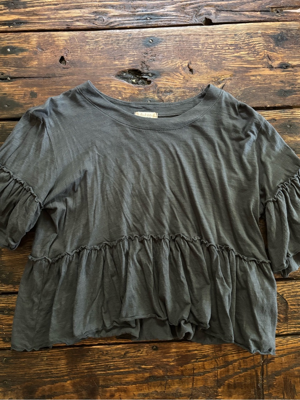 Altar'd State Charcoal Ruffle Top